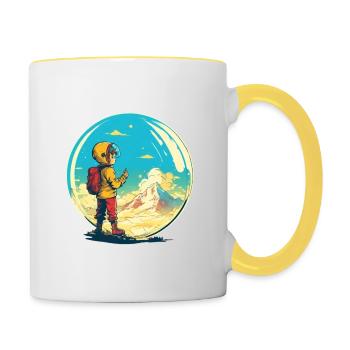 Little explorer conquers the world - Contrasting Mug - white/yellow - Right