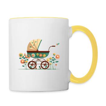 Flowery stroller 3 - Contrasting Mug - white/yellow - Right