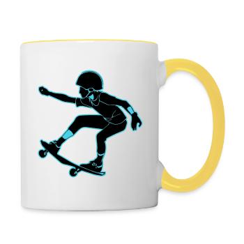 Skateboard Girl Boy - Mug contrasté - blanc/jaune - Droite