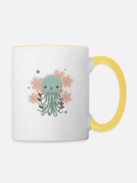 Liebevolle Tentakel 2 - Tasse zweifarbig - Weiß/Gelb