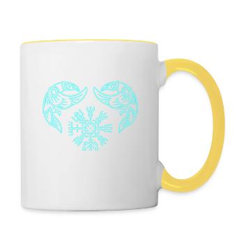 Vegvisir Hugin et Munin néon Vikings - Mug contrasté - blanc/jaune - Droite