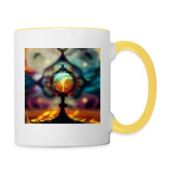 Die Welt - Tasse zweifarbig - Weiß/Gelb - Rechts