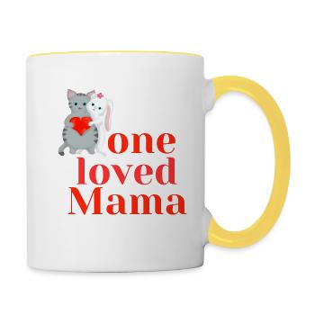 one loved mom - Contrasting Mug - white/yellow - Right