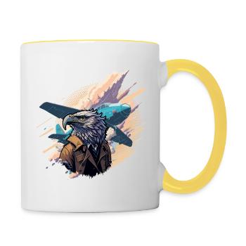 Pilote d’avion Adler Weisskopf 5000 - KI -DIGITAL - Mug contrasté - blanc/jaune - Droite