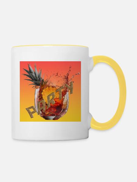 Exotische Cocktails, its Party-time - Tasse zweifarbig - Weiß/Gelb
