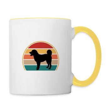 Appenzeller Sennenhund Dog Silhouette Retro Sunset - Contrasting Mug - white/yellow - Right
