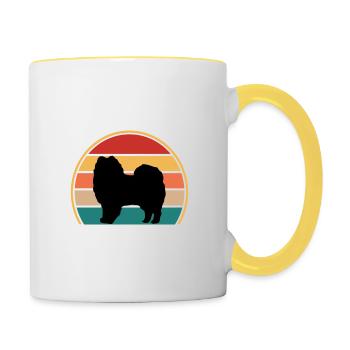 American Eskimo Dog Love Silhouette Vintage Sunset - Mug contrasté - blanc/jaune - Droite