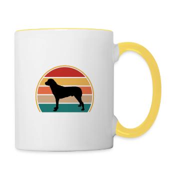 Anatolian Shephard Dog Silhouette Retro Sunset - Contrasting Mug - white/yellow - Right