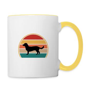 Alpine Dachsbracke Dog Silhouette Retro Sunset - Contrasting Mug - white/yellow - Right
