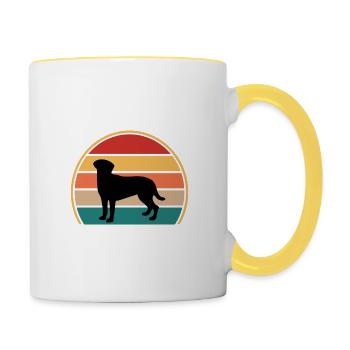 Akbash Hund Liebhaber Silhouette Vintage Sonnenuntergang - Tasse zweifarbig - Weiß/Gelb - Rechts