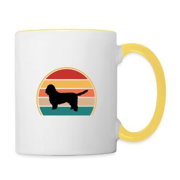 Basset Griffon Vendeen Petit Dog Silhouette Retro - Tasse zweifarbig - Weiß/Gelb - Rechts