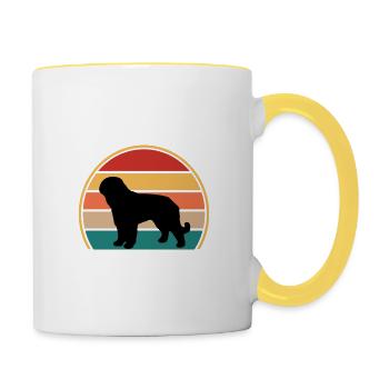 Barbet Dog Lover Silhouette Vintage Sunset - Contrasting Mug - white/yellow - Right