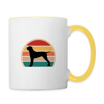 Ariege Pointer Dog Lover Silhouette Vintage Sunset - Contrasting Mug - white/yellow - Right