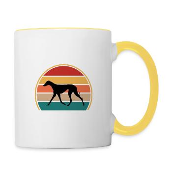 Azawakh Dog Lover Silhouette Vintage Sunset - Mug contrasté - blanc/jaune - Droite