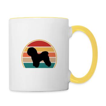 Bichon Frise Dog Lover Silhouette Vintage Sunset - Mug contrasté - blanc/jaune - Droite