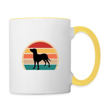 Bleu De Gascogne Petit Dog Silhouette Retro Sunset - Tasse zweifarbig - Weiß/Gelb - Rechts