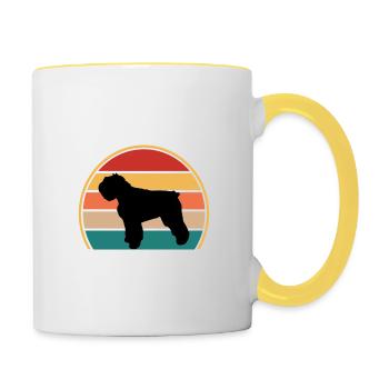 Bouvier Des Flandres Dog Silhouette Retro Coucher de Soleil - Mug contrasté - blanc/jaune - Droite
