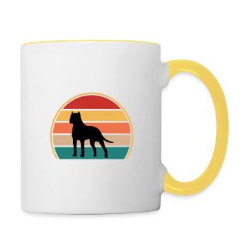 Amoureux des chiens brésiliens Silhouette Vintage Coucher de soleil - Mug contrasté - blanc/jaune - Droite