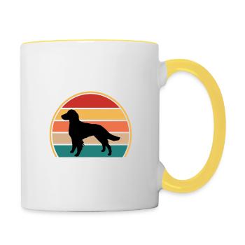 Britanny Dog Lover Silhouette Vintage Sunset - Mug contrasté - blanc/jaune - Droite