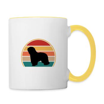 Cao Da Serra De Aires Hund Silhouette Retro Sonnenuntergang - Tasse zweifarbig - Weiß/Gelb - Rechts