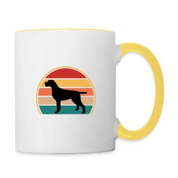 Cesky Fousek Dog Lover Silhouette Vintage Sunset - Mug contrasté - blanc/jaune - Droite