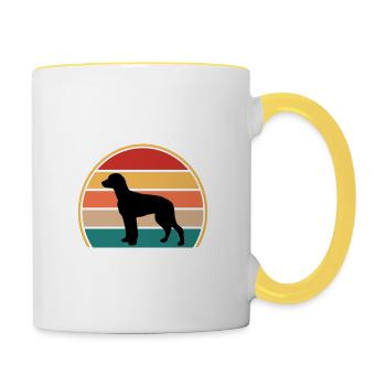 Chien Francais Tricolore Dog Silhouette Retro Sun - Contrasting Mug - white/yellow - Right