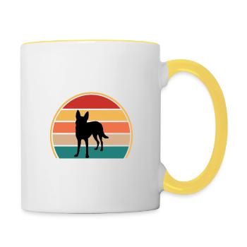 Carolina Dog Lover Silhouette Vintage Sunset - Mug contrasté - blanc/jaune - Droite