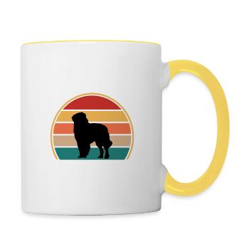 Carpathian Shepherd Dog Silhouette Retro Sunset - Contrasting Mug - white/yellow - Right