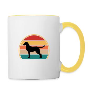 Chesapeake Bay Retriever Dog Silhouette Retro Sun - Contrasting Mug - white/yellow - Right