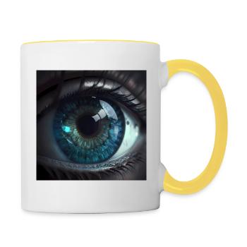 Close-up of Blue Eyes - Contrasting Mug - white/yellow - Right