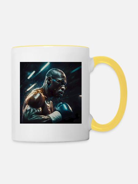 Boxsport Poster - Tasse zweifarbig - Weiß/Gelb