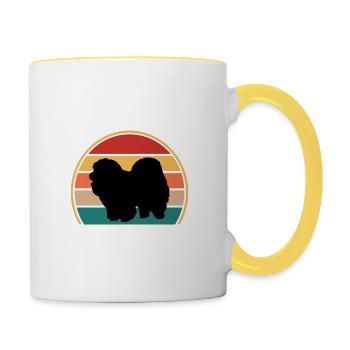 Chow Chow Dog Lover Silhouette Vintage Sunset - Contrasting Mug - white/yellow - Right
