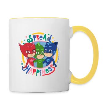 PJ Masks Spread Happiness Mit Hauptcharakteren - Tasse zweifarbig - Weiß/Gelb - Rechts