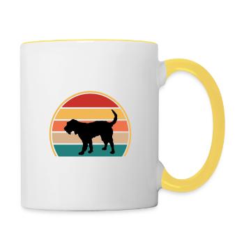 Griffon Nivernais Chien Amour Silhouette Rétro Coucher de Soleil - Mug contrasté - blanc/jaune - Droite