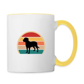 Grand Suisse Mountain Dog Silhouette Retro Sunset - Mug contrasté - blanc/jaune - Droite