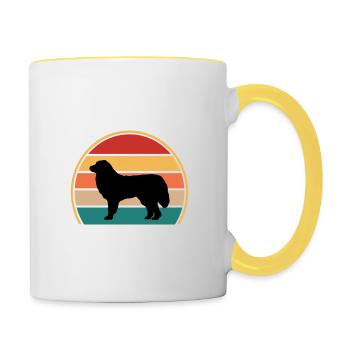 Great Pyrénées Dog Lover Silhouette Vintage Sunset - Mug contrasté - blanc/jaune - Droite