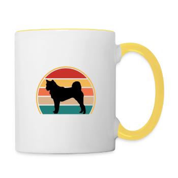 Hokkaido Ken Dog Lover Silhouette Vintage Sunset - Mug contrasté - blanc/jaune - Droite