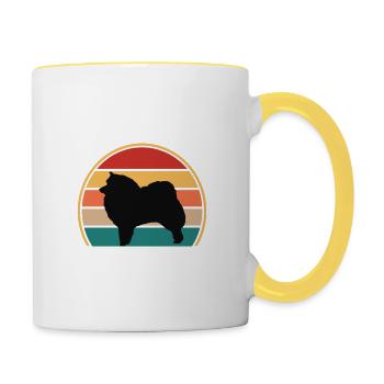 Spitz japonais Dog Lover Silhouette Vintage Sunset - Mug contrasté - blanc/jaune - Droite