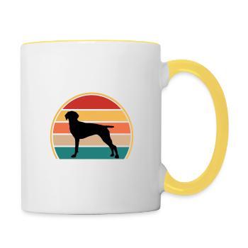 Old Danish Pointer Dog Silhouette Retro Sunset - Contrasting Mug - white/yellow - Right