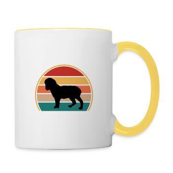 Norfolk Spaniel Dog Love Silhouette Vintage Sunset - Contrasting Mug - white/yellow - Right