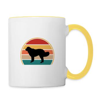 Landseer Dog Lover Silhouette Vintage Sunset - Mug contrasté - blanc/jaune - Droite