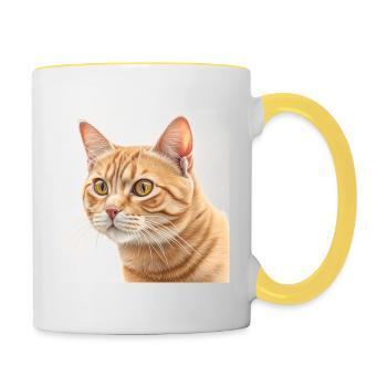 Katze - Tasse zweifarbig - Weiß/Gelb - Rechts