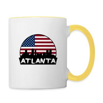 Atlanta Georgia États-Unis Flag Skyline Silhouette Voyage - Mug contrasté - blanc/jaune - Droite