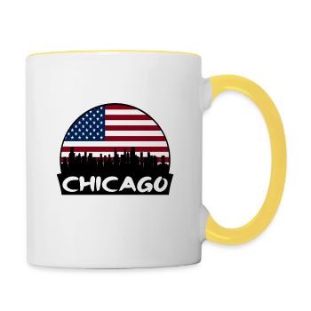 Chicago Illinois États-Unis Flag Skyline Silhouette Trave - Mug contrasté - blanc/jaune - Droite