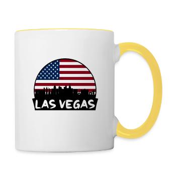 Las Vegas, Nevada, USA, Flagge, Skyline, Silhouette, Trave - Tasse zweifarbig - Weiß/Gelb - Rechts