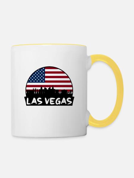 Las Vegas Nevada États-Unis Flag Skyline Silhouette Trave - Mug contrasté - blanc/jaune