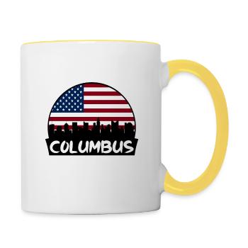 Columbus Ohio USA Flagge Skyline Silhouette Reisen - Tasse zweifarbig - Weiß/Gelb - Rechts