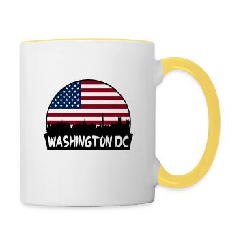 Washington Dc Washington Usa Flag Skyline Silhouet - Contrasting Mug - white/yellow - Right