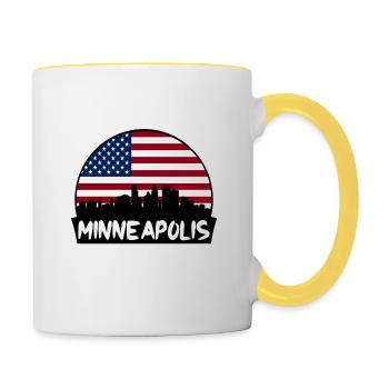 Minneapolis Minnesota Usa Flag Skyline Silhouette - Contrasting Mug - white/yellow - Right