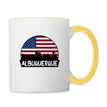 Albuquerque New Mexico USA Flagge Skyline Silhouette - Tasse zweifarbig - Weiß/Gelb - Rechts